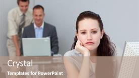  Presentation with camera - Slides consisting of bored-attractive-businesswoman-looking background and a coral colored foreground