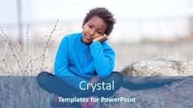  Presentation with blue - Slide deck having bored-child-with-blue-jersey background and a ocean colored foreground