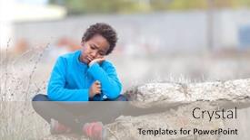  Presentation with blue - Slide set featuring bored-child-with-blue-jersey background and a soft green colored foreground