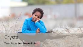  Presentation with blue - Presentation design consisting of bored-child-with-blue-jersey background and a light gray colored foreground