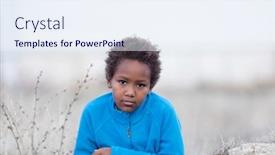  Presentation with blue - Cool new slide deck with bored-child-with-blue-jersey backdrop and a sky blue colored foreground