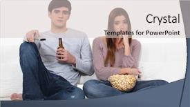  Presentation with couple in christ - Beautiful PPT theme featuring bored couple watching tv backdrop and a lemonade colored foreground