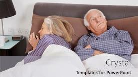  Presentation with elderly - Presentation theme featuring bored-elderly-man-looking-away background and a light gray colored foreground