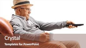  Presentation with television watching - Presentation consisting of bored elderly man sitting background and a  colored foreground