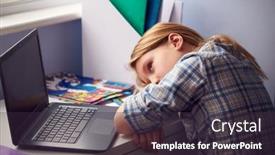  Presentation with home schooling - Theme having bored-girl-sitting-lying-head background and a tawny brown colored foreground