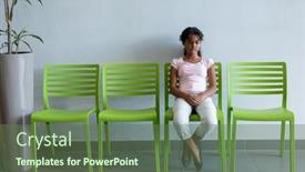  Presentation with waiting room - PPT theme featuring bored-mixed-race-girl-sitting background and a tawny brown colored foreground