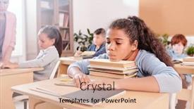  Presentation with classmates - PPT theme enhanced with bored-mixed-race-schoolgirl background and a lemonade colored foreground