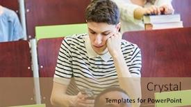  Presentation with sms - Presentation theme enhanced with bored-student-in-university-lecture background and a coral colored foreground