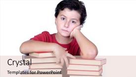  Presentation with tan book stack stacks of books - PPT layouts featuring bored student on a tower background and a  colored foreground