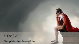  Presentation with super girl - Theme featuring bored super girl background and a soft green colored foreground