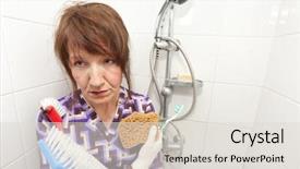  Presentation with cartoon shower and clean - Slide deck featuring bored to clean bathroom shower background and a lemonade colored foreground