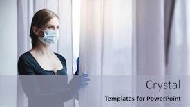  Presentation with corona - Cool new presentation with bored-woman-in-corona-quarantine backdrop and a light blue colored foreground