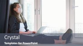  Presentation with 2020 - Theme featuring bored-woman-looking-at-window background and a dark gray colored foreground