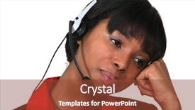  Presentation with arabian woman wearing hijab muslim - Colorful slides enhanced with bored woman wearing a headset backdrop and a tawny brown colored foreground