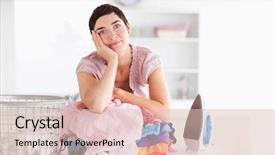  Presentation with utility - Theme consisting of bored woman with a pile background and a lemonade colored foreground