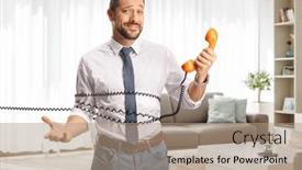  Presentation with living room - Presentation featuring bored-young-man-standing-tangled and a coral colored foreground