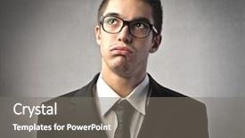  Presentation with businessman loses - Slide set with boredom - businessman with bored expression background and a gray colored foreground