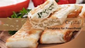  Presentation with cheese - Beautiful PPT theme featuring borek-or-pita-filo-pastry backdrop and a coral colored foreground