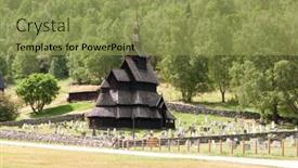  Presentation with church - Cool new PPT theme with borgund-stave-church-typical-norwegian backdrop and a yellow colored foreground