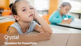  Presentation with bad behaviour classroom - Slides consisting of boring - bored little girl sitting background and a coral colored foreground