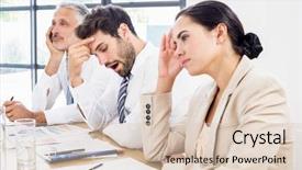  Presentation with meeting - Presentation design enhanced with boring - business colleagues getting bored background and a lemonade colored foreground