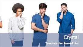  Presentation with people collage - Slide set with boring - collage of group of people background and a ocean colored foreground