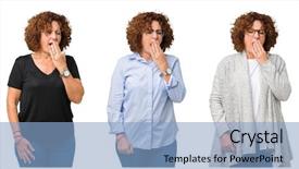  Presentation with collage - Slide set featuring boring - collage of middle age senior background and a  colored foreground