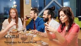  Presentation with dining restaurant - Cool new PPT layouts with boring - technology lifestyle and people concept backdrop and a coral colored foreground