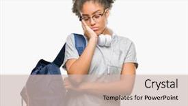  Presentation with young college student diagnosis of chlamydia - Audience pleasing slides consisting of boring - young afro american student woman backdrop and a soft green colored foreground