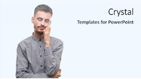  Presentation with man looking up happy - Presentation design having boring - young hipster man thinking looking background and a white colored foreground