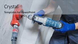  Presentation with outlet - Colorful PPT theme enhanced with boring hole for electric outlet backdrop and a light blue colored foreground