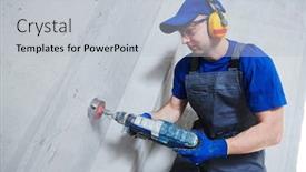  Presentation with outlet - Presentation consisting of boring hole for electric outlet by power tool drill background and a lemonade colored foreground