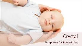  Presentation with new parents baby and dr - PPT theme enhanced with europien born - baby in parent's hands background and a  colored foreground