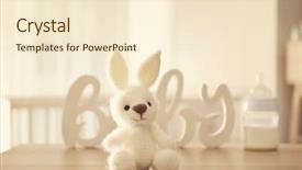  Presentation with baby toy - Slide deck consisting of born - handmade crochet baby toy background and a cream colored foreground