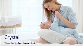  Presentation with breast feeding - Slide deck having born - happy middle aged mother breast background and a sky blue colored foreground