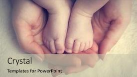  Presentation with newborn baby - Amazing PPT theme having born - newborn baby feet in mother's backdrop and a soft green colored foreground