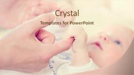 Presentation with maternity - Presentation design having born - parent holding newborns hand hand background and a cream colored foreground