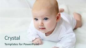  Presentation with infant - PPT theme consisting of born - portrait of cute little infant background and a sky blue colored foreground