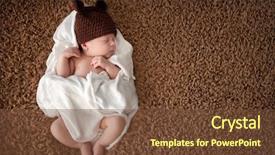  Presentation with serene - Presentation featuring born - serene newborn baby sleeping wrapped background and a tawny brown colored foreground