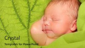  Presentation with sleeping baby - Slides featuring born - sleeping newborn baby boy background and a gold colored foreground