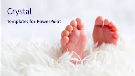  Presentation with newborn baby - PPT theme having born - small feet of newborn baby background and a sky blue colored foreground