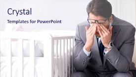  Presentation with caring - Audience pleasing slide deck consisting of born - young businessman trying to work backdrop and a sky blue colored foreground