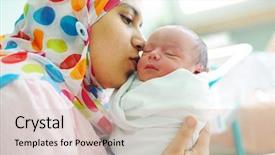  Presentation with new born - Beautiful slide set featuring born baby in his mother backdrop and a soft green colored foreground