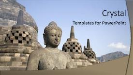  Presentation with borobudur temple - Presentation theme with borobudur 4 background and a light blue colored foreground