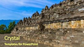  Presentation with java island - Amazing presentation design having borobudur buddist temple in island backdrop and a tawny brown colored foreground