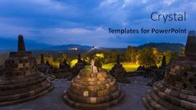  Presentation with java island - PPT layouts having borobudur-buddist-temple-in-island background and a teal colored foreground