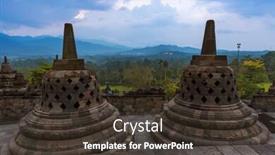  Presentation with java island - Theme consisting of borobudur-buddist-temple-in-island background and a tawny brown colored foreground