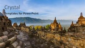  Presentation with java island - Slide deck consisting of borobudur-buddist-temple-in-island background and a light blue colored foreground
