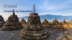  Presentation with java island - PPT theme consisting of borobudur-buddist-temple-in-island background and a light blue colored foreground