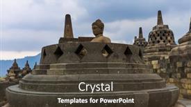  Presentation with borobudur temple - Cool new PPT theme with borobudur-buddist-temple-in-island backdrop and a tawny brown colored foreground